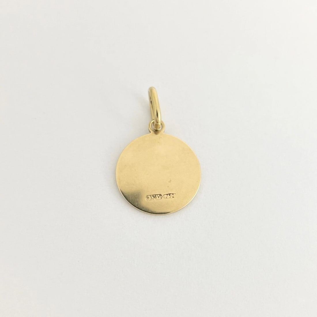 Saint Francesco D'Assisi Religious Disc Pendant Charm 18K Yellow Gold, 2.07 Gram - 5