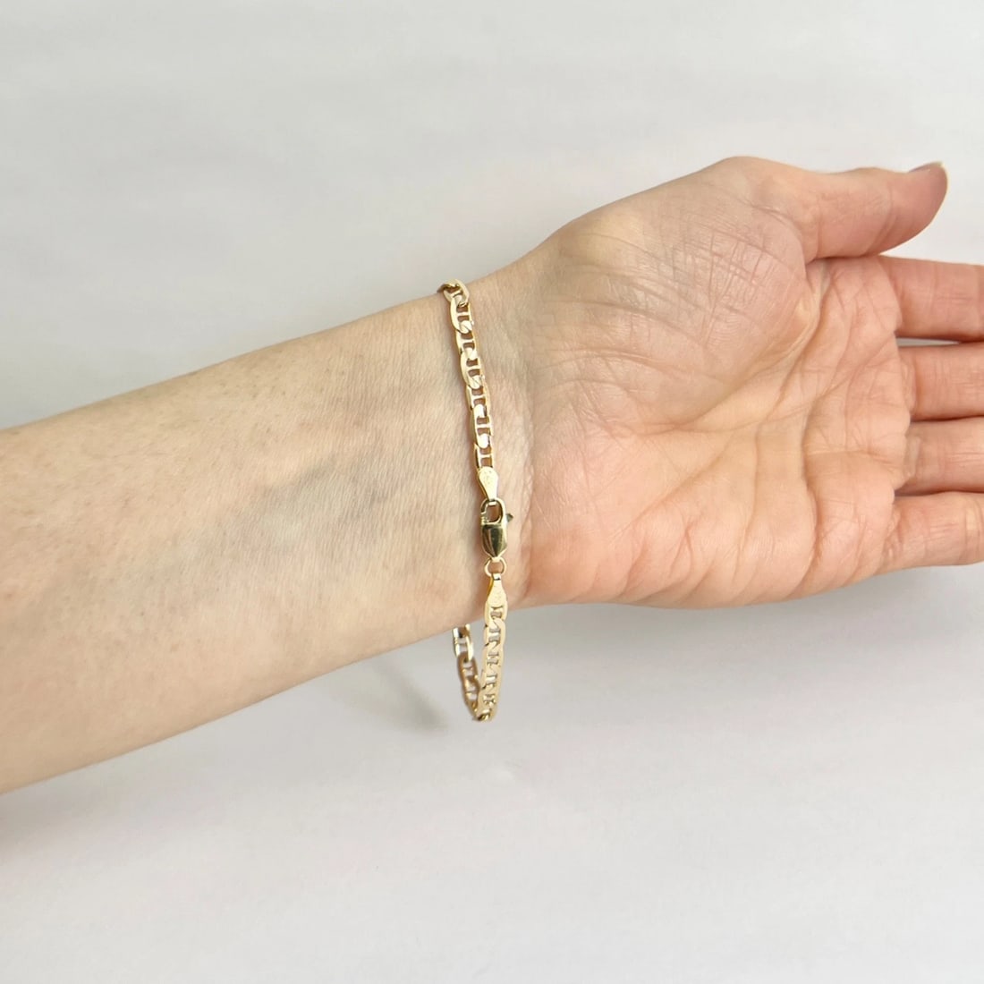 Anchor Chain Nameplate ID Bracelet 14K Yellow Gold, 7 Inches, 4.87 Grams - 5