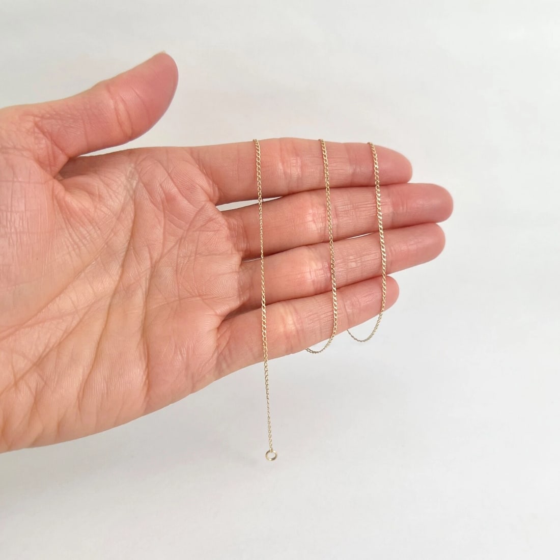 Thin Curb Chain Necklace 14K Yellow Gold, 17.5 Inches, 1.2 mm, 1.19 Grams - 2