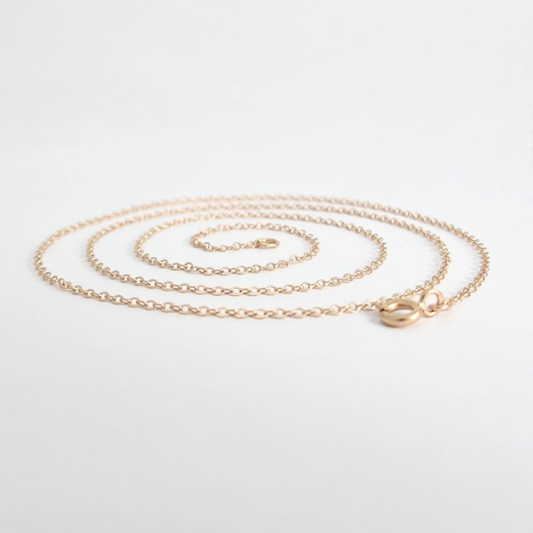 Long Thin Curb Chain Necklace 14K Rose Gold, 24 Inches, 1.6 mm, 2.55 Grams - 5