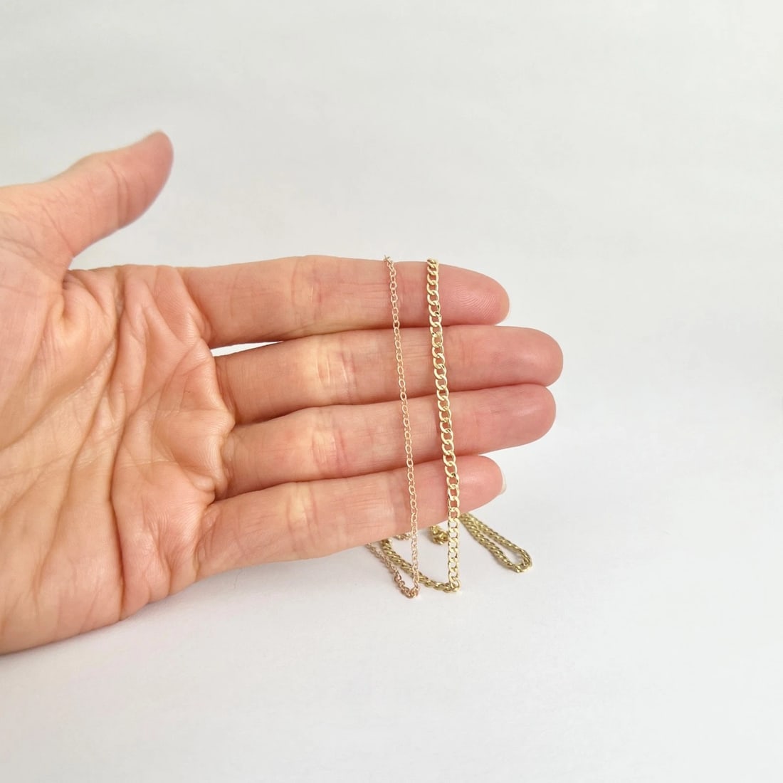 Long Thin Curb Chain Necklace 14K Rose Gold, 24 Inches, 1.6 mm, 2.55 Grams - 9