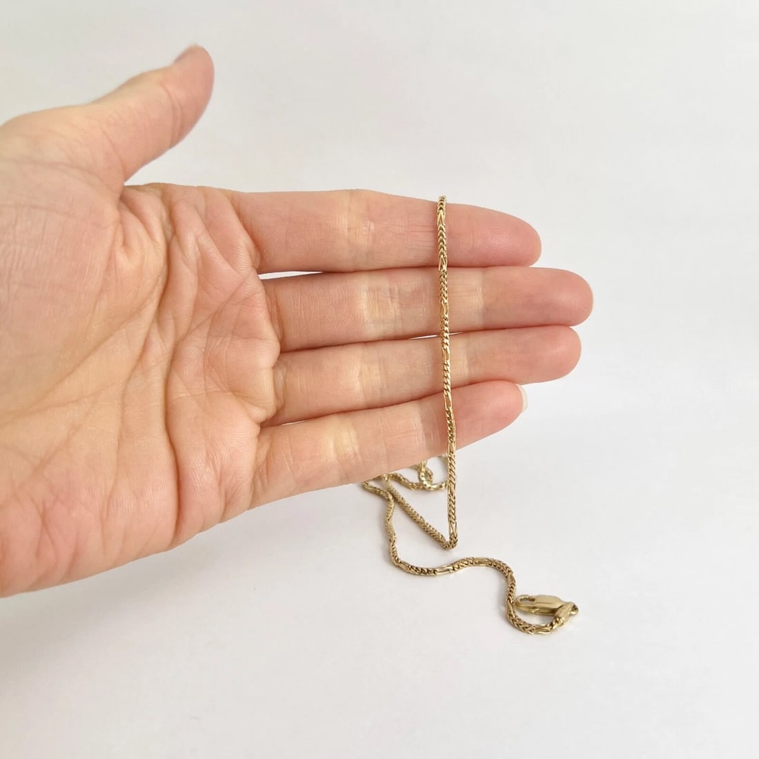 Italian Rounded Wheat Chain Necklace 14K Yellow Gold, 16 Inches, 2 mm, 6.41 Gram - 3