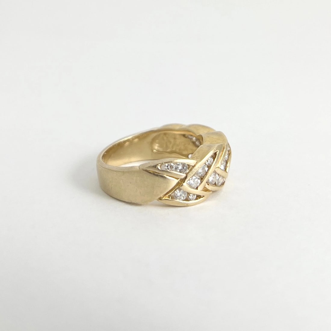 Estate Channel Set Diamond Woven Braided Ring 14K Yellow Gold, 5.99 Grams - 6