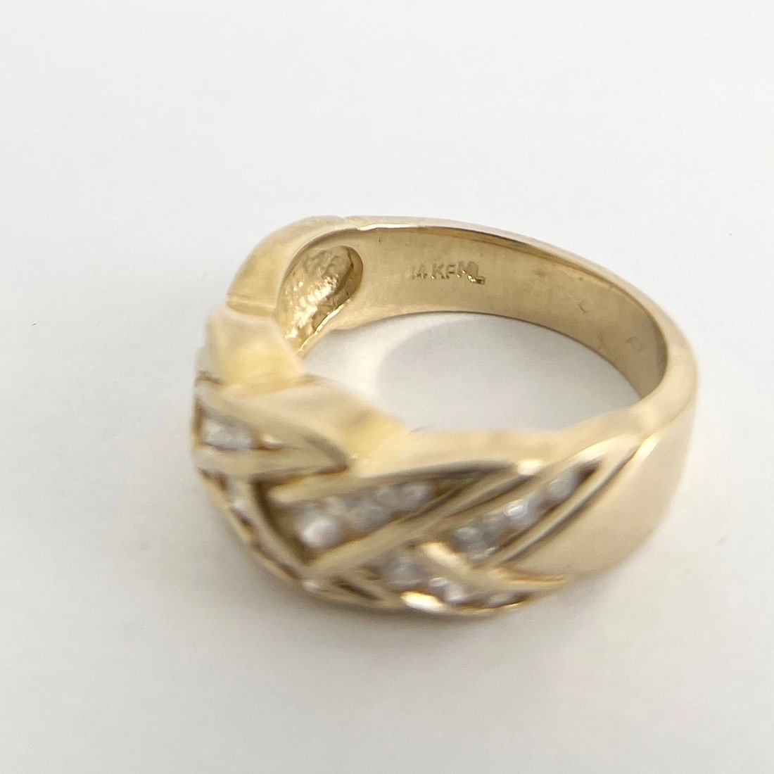 Estate Channel Set Diamond Woven Braided Ring 14K Yellow Gold, 5.99 Grams - 8
