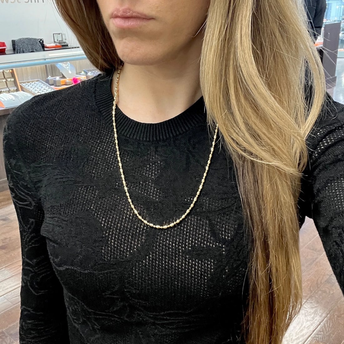 Italian Long Ball Bead Chain Necklace 14K Yellow Gold, 22.5 Inches, 10.87 Grams - 6