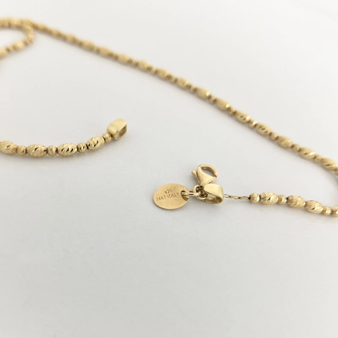Italian Long Ball Bead Chain Necklace 14K Yellow Gold, 22.5 Inches, 10.87 Grams - 8