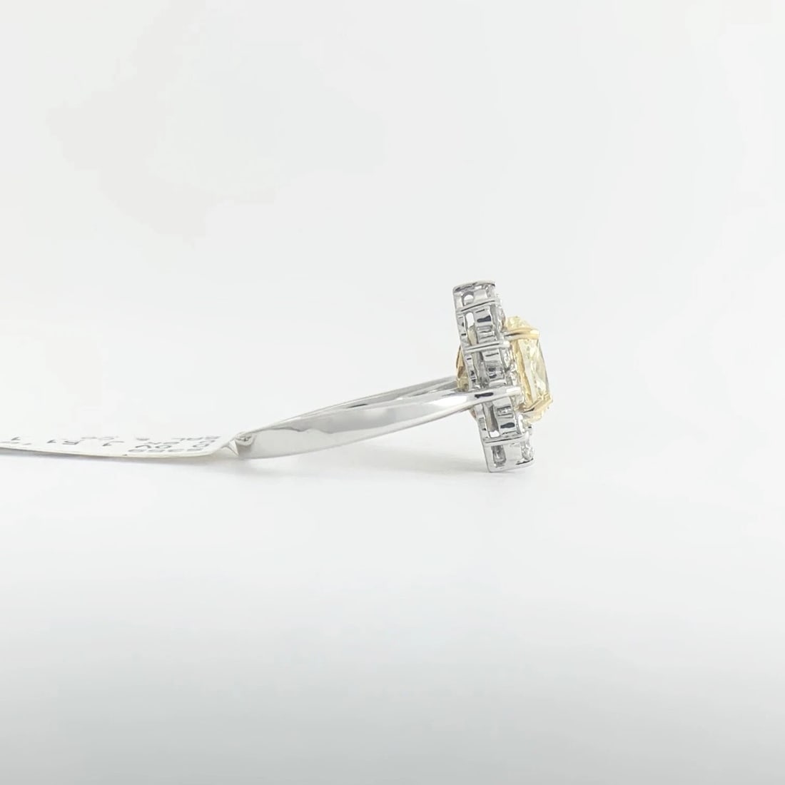 Fancy Light Yellow Oval Diamond Halo Statement Ring 18K White Gold, 2.28 CTW - 8