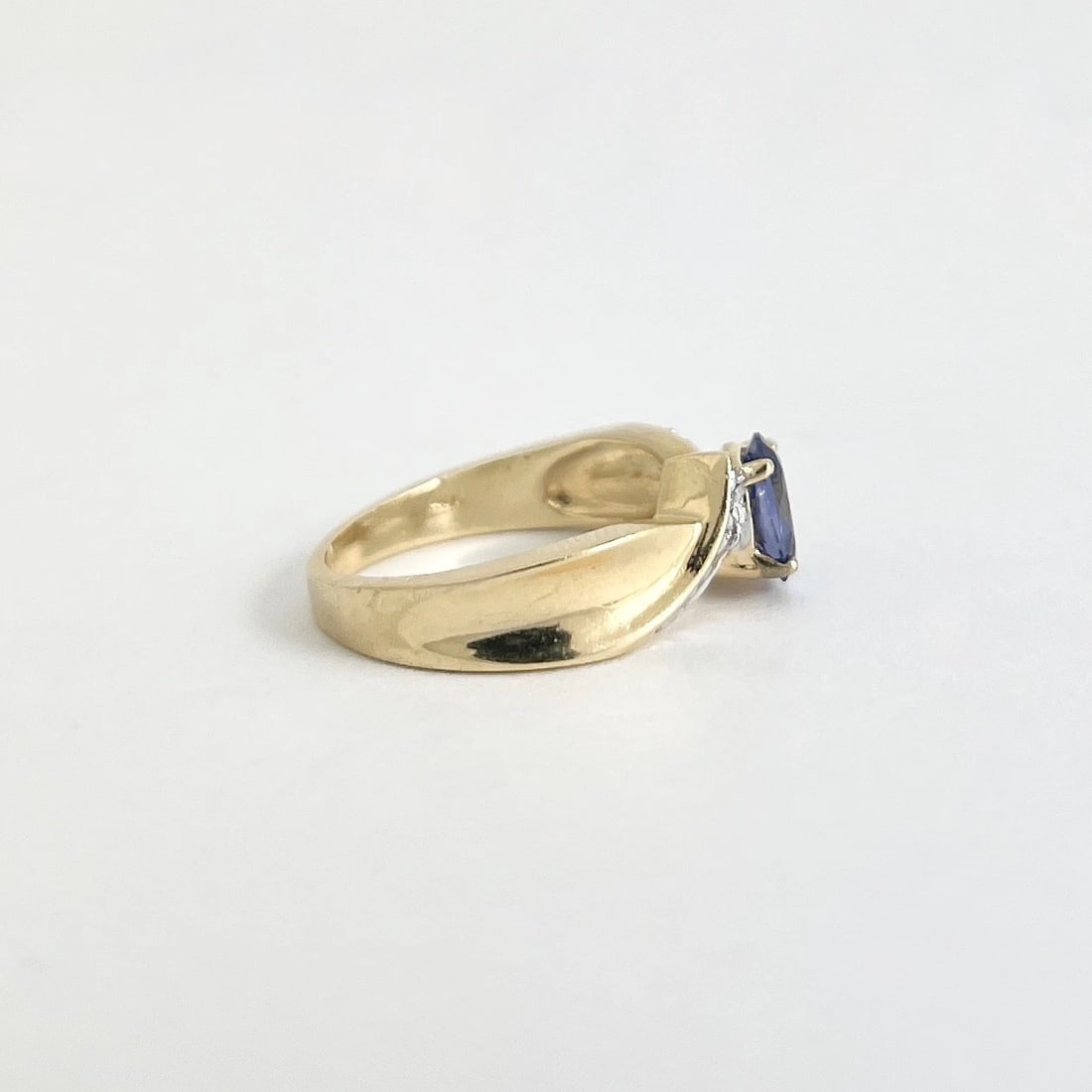 Blue Tanzanite Diamond Statement Ring 14K Yellow Gold, 3.67 Grams - 5