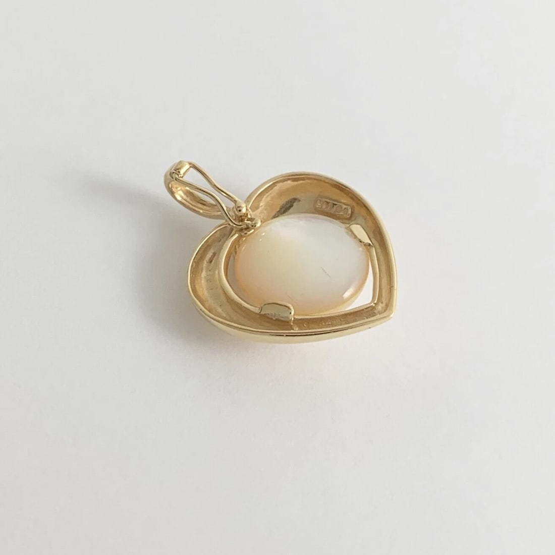 Pearl Heart Necklace Pendant Charm 14K Yellow Gold, 4.49 Grams - 6