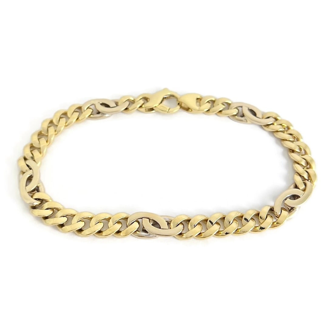Men's Italian Curb Cuban Chain Bracelet 18K Yellow Gold, 8.25 Inches, 31.91 Gram (1 of 9)