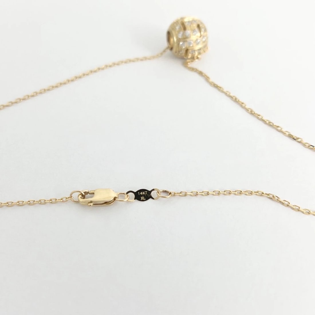 CZ Cubic Zirconia Ball Bead Pendant Necklace 14K Yellow Gold, 4.47 Grams - 6