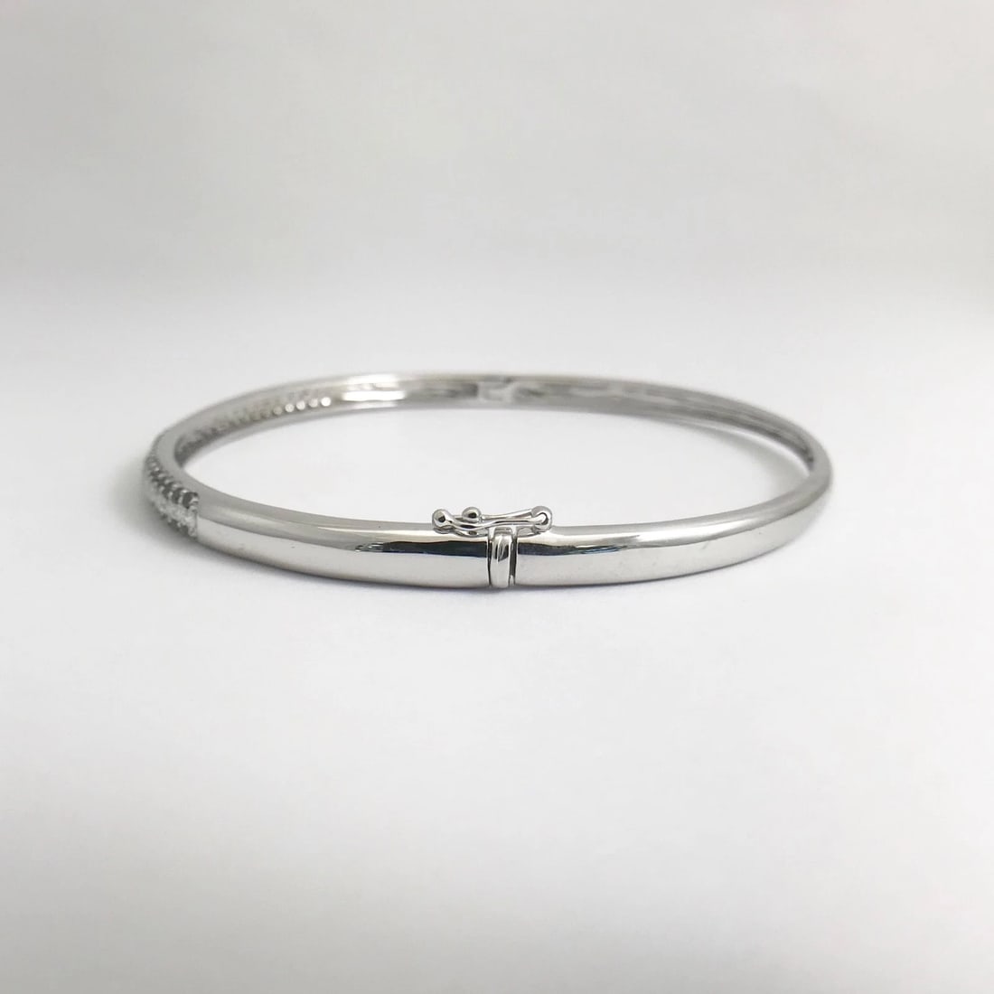 Pave Black White Diamond Bangle Bracelet 14K White Gold, 1.75 CTW, 14.07 Grams - 9