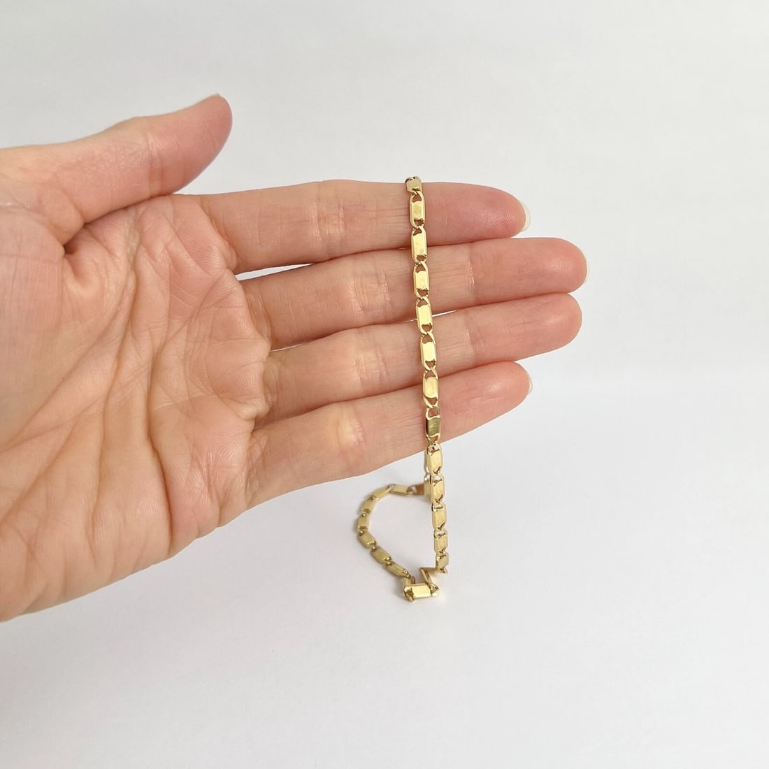 Italian Anchor Chain Link Anklet Bracelet 14K Yellow Gold, 11 Inches, 7.41 Grams - 2