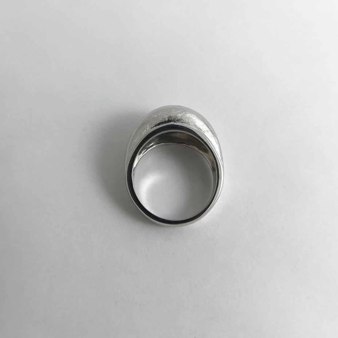 Textured Etched Dome Cocktail Statement Ring 14K White Gold, 7.97 Grams - 12