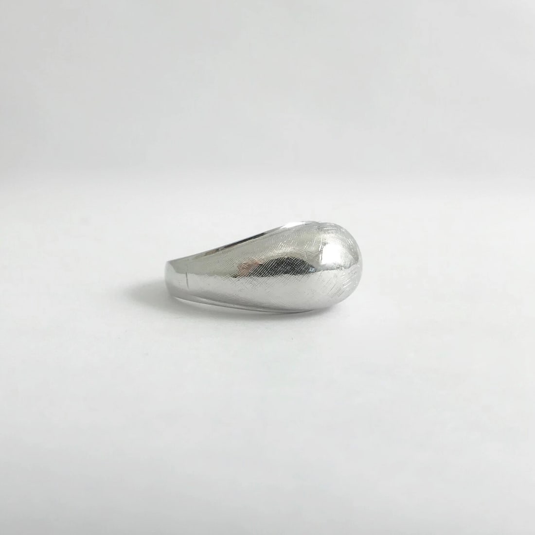 Textured Etched Dome Cocktail Statement Ring 14K White Gold, 7.97 Grams - 7