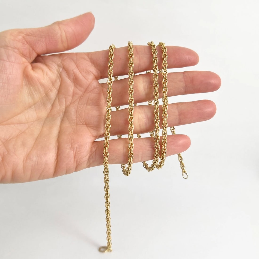 Long Twisted Rope Chain Necklace 14K Yellow Gold, 29.5 Inches, 3.2 mm, 18.55 Gr - 2