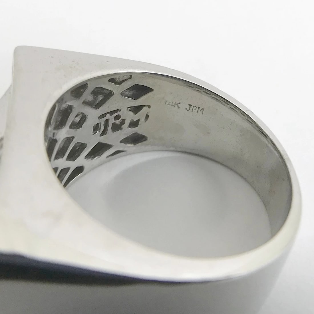 Men's Princess Diamond Invisible Set Ramp Ring 14K White Gold, 2.25 CTW, 14.93 G - 12