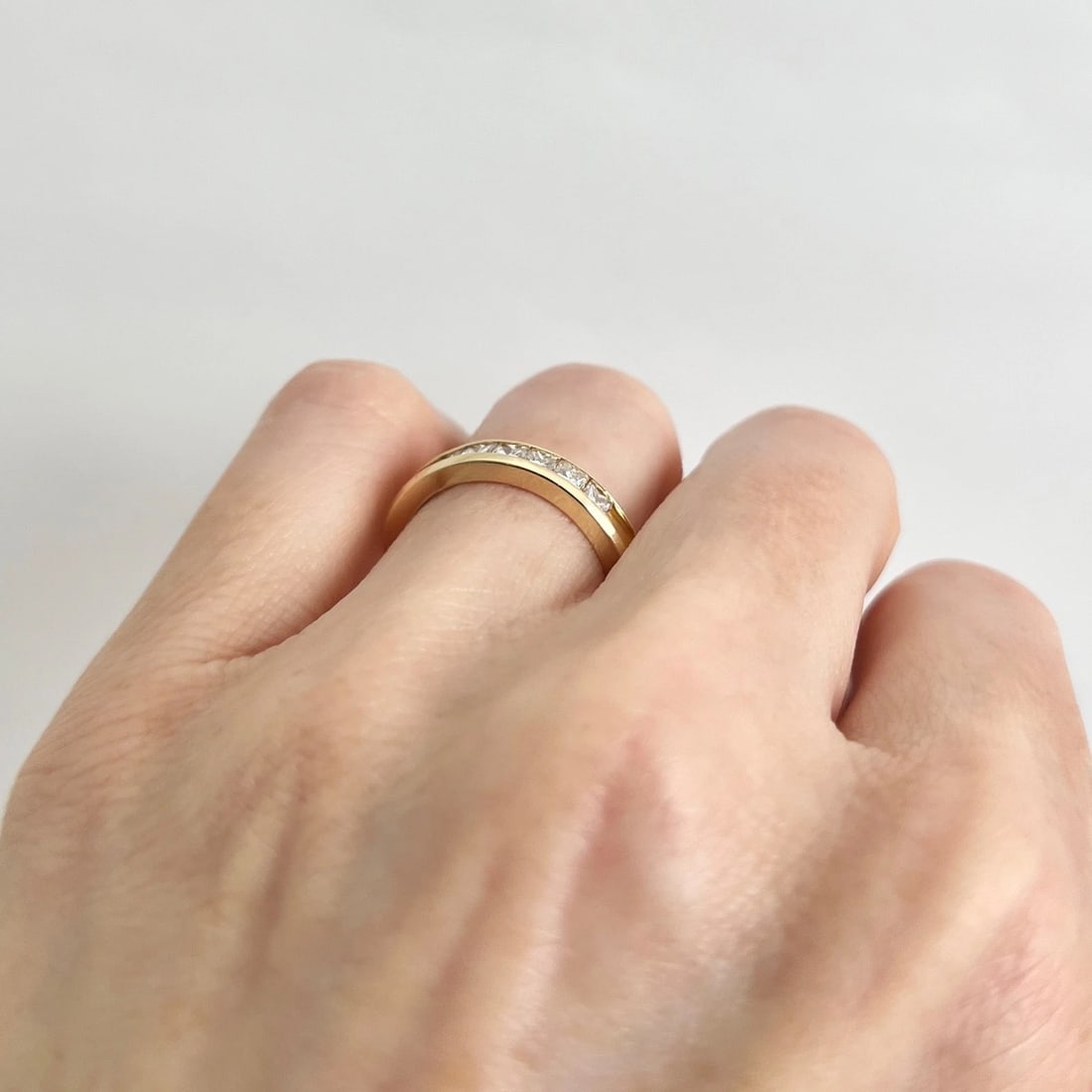 7-Stone Princess Cut Diamond Channel-Set Band Ring 14K Yellow Gold, Size 6 - 4