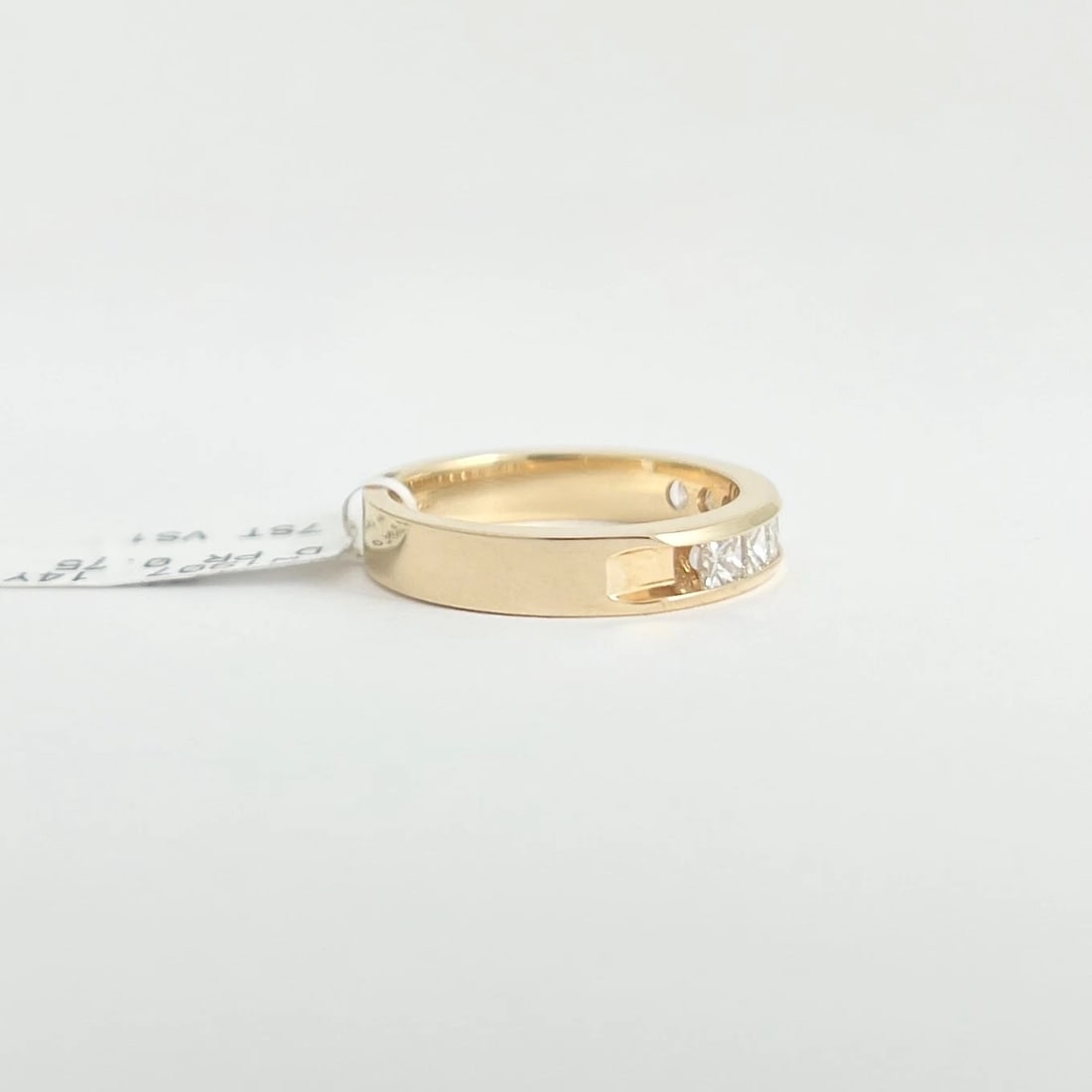 7-Stone Princess Cut Diamond Channel-Set Band Ring 14K Yellow Gold, Size 6 - 5
