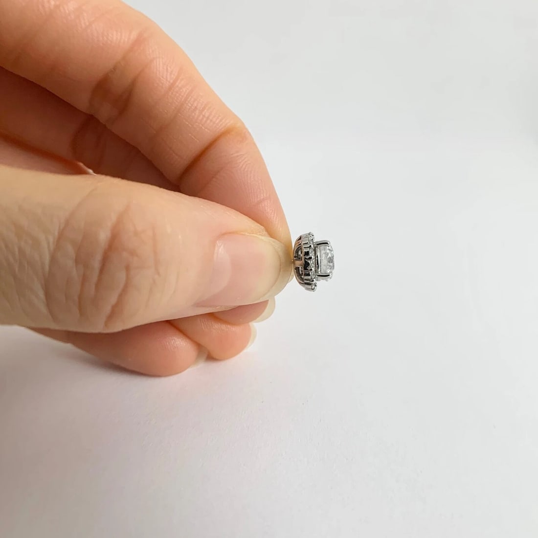 Cushion Diamond Halo Earring Jackets Enhancers 14K White Gold for 2.00 CTW Studs - 4