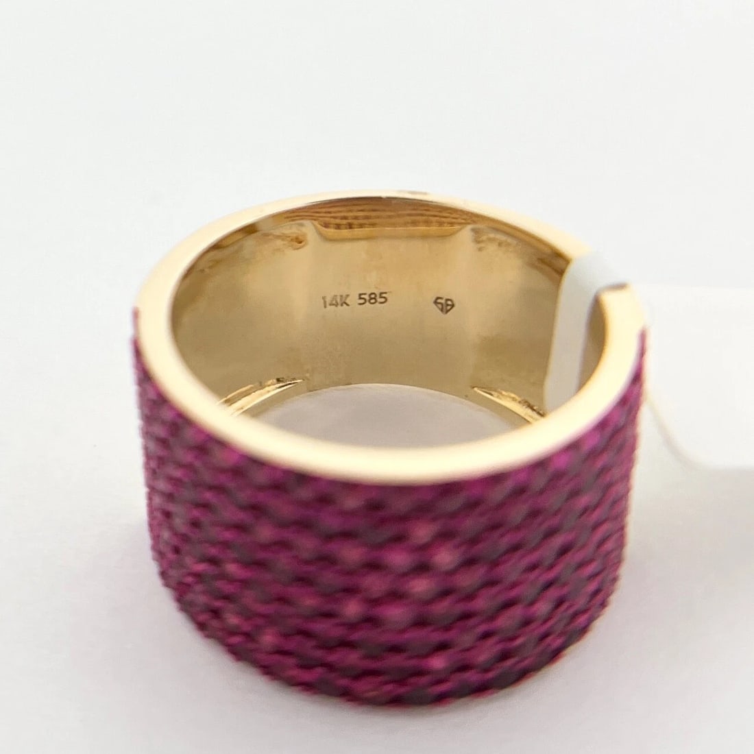 Wide Pave Ruby Gemstone Band Ring 14K Yellow Gold 2.05 CTW - 9