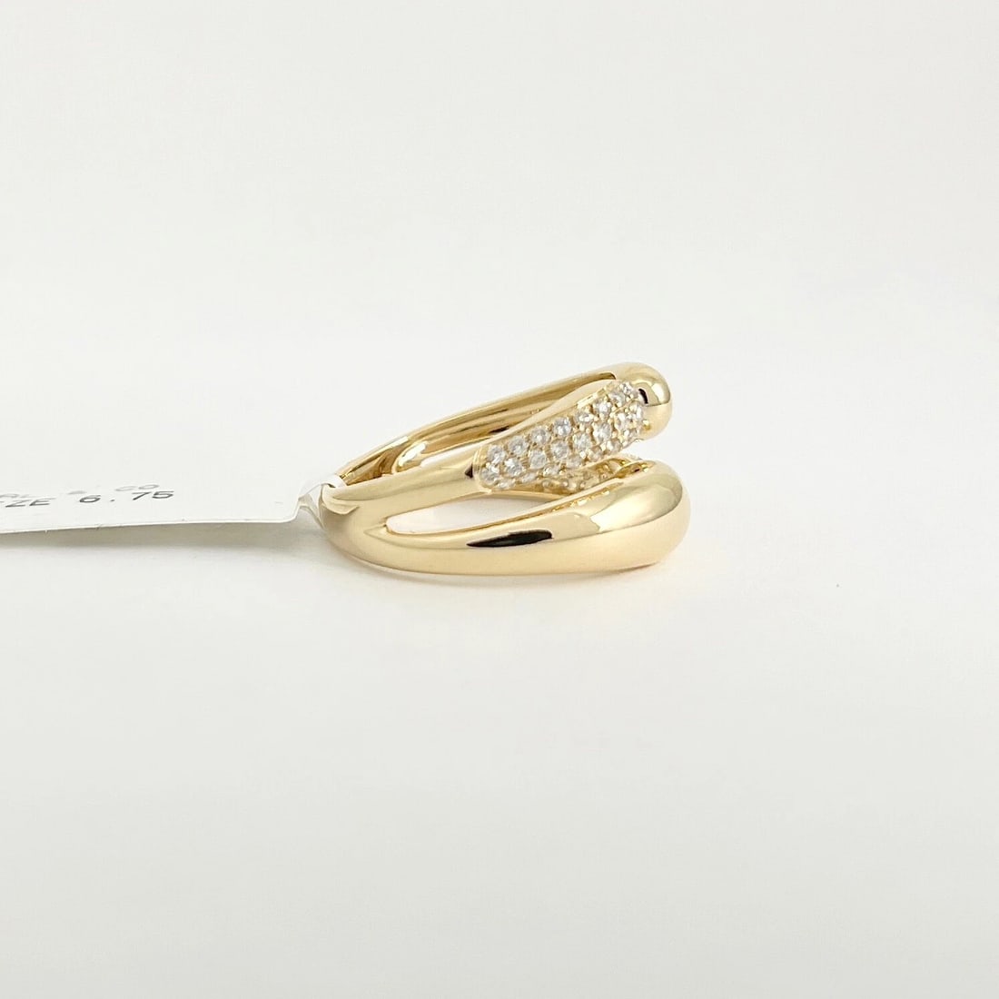 Asymmetrical Pave Diamond Open Statement Ring 14K Yellow Gold .30 CTW - 7