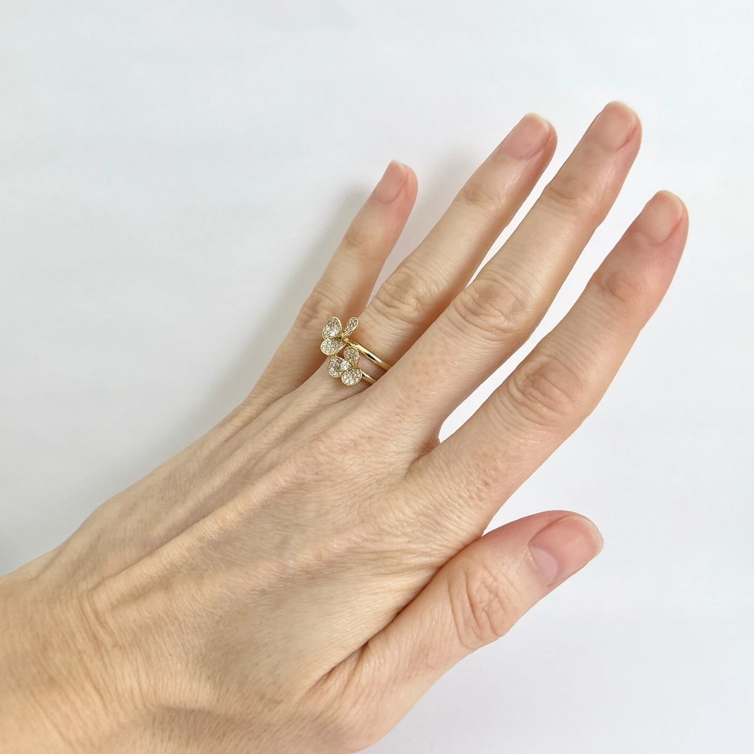 Pave Diamond Flower Floral Split Shank Statement Ring 14K Yellow Gold, .45 CTW - 5