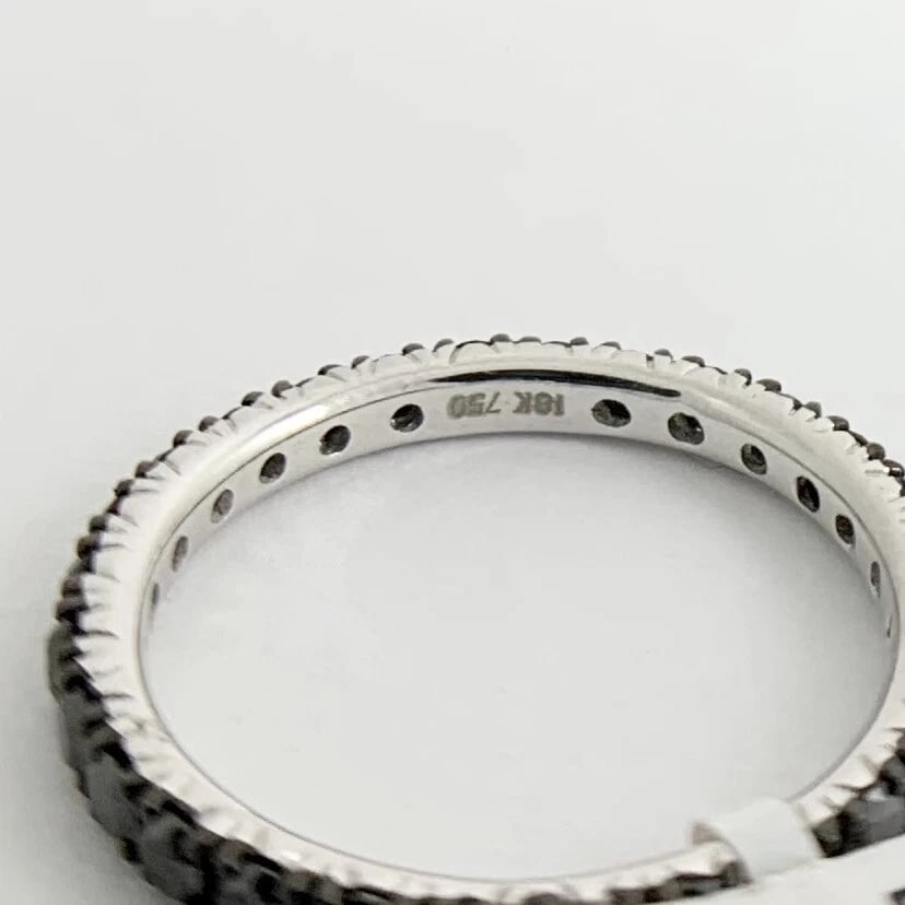 Black Diamond Eternity Band Ring 18K Black White Gold, 1.04 CTW, Size 6, 2.02 Gr - 9