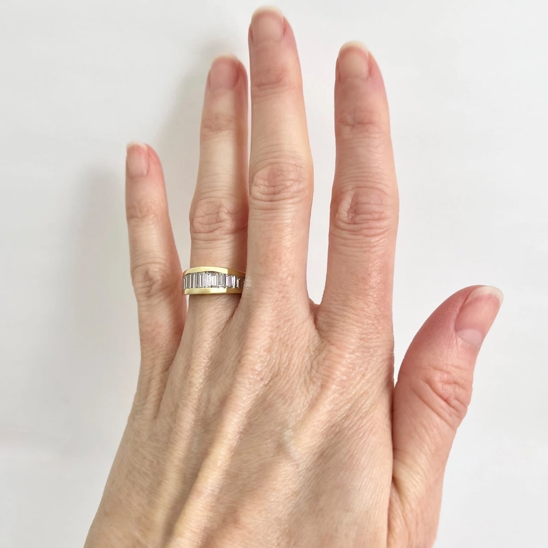 Channel-Set Baguette Diamond Dome Statement Ring 18K Yellow Gold, Size 5 - 2