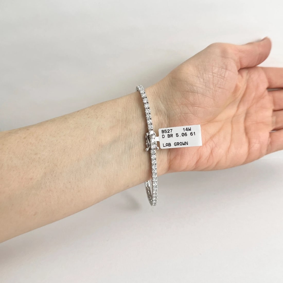 Round Lab-Created Diamond Tennis Bracelet 14K White Gold, 7 Inches, 5.06 CTW - 5