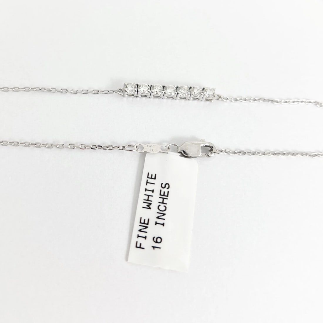 Curved Diamond Flexible Smile Bar Pendant Necklace 14K White Gold, .71 CTW - 5