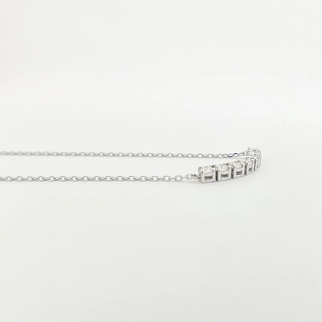 Curved Diamond Flexible Smile Bar Pendant Necklace 14K White Gold, .71 CTW - 6