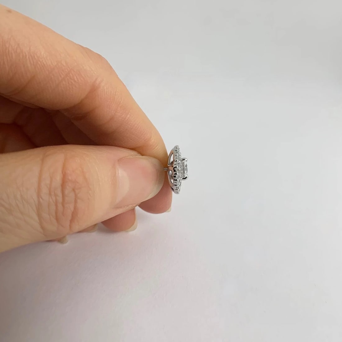 Double Halo Diamond Earring Jackets Enhancers 14K White Gold for 1.00 CTW Studs - 4