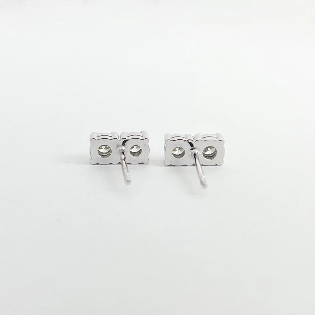 2-Stone Diamond Bar Stud Earrings 14K White Gold .43 CTW - 6