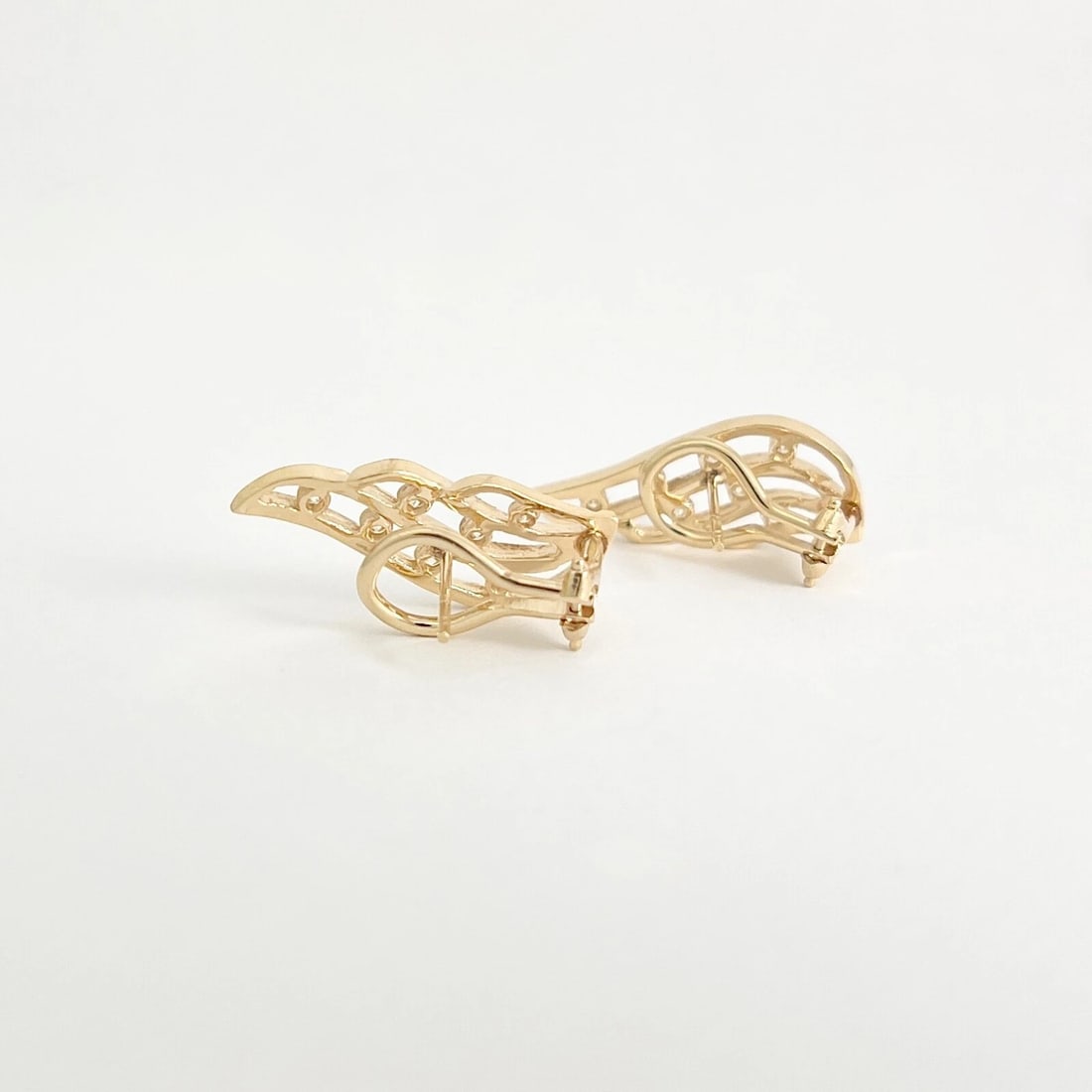 Diamond Wing Crawler Stud Earrings 14K Yellow Gold, .49 ctw - 5