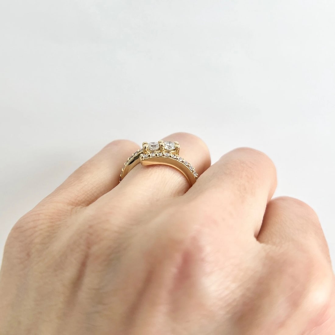 2-Stone Diamond Crossover Wrap Bypass Ring 14K Yellow Gold, .78 CTW - 4