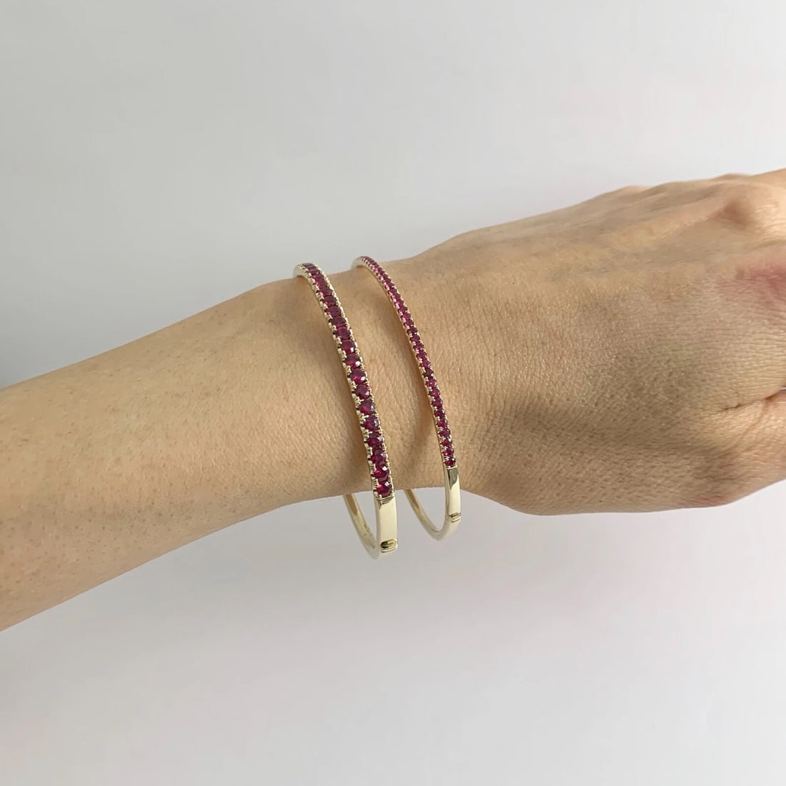 Ruby Gemstone Bangle Bracelet 14K Yellow Gold, 2.25 CTW, 15.05 Grams - 5