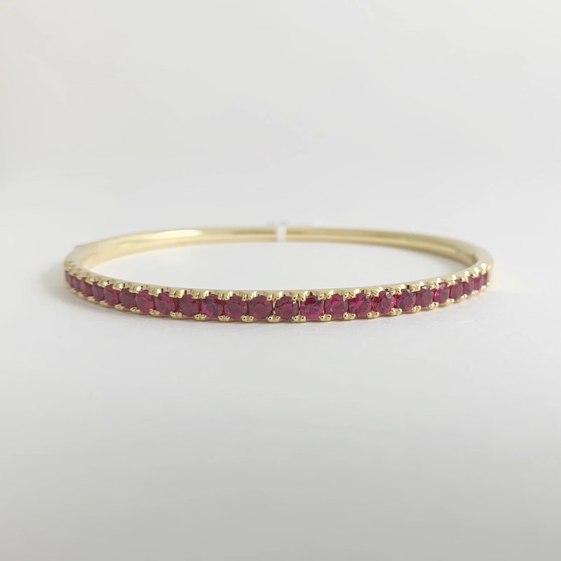 Ruby Gemstone Bangle Bracelet 14K Yellow Gold, 2.25 CTW, 15.05 Grams - 6