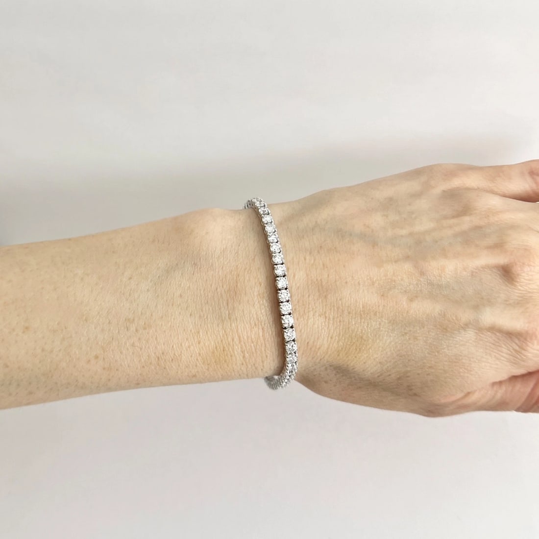 Round Lab-Created Diamond Tennis Bracelet 14K White Gold, 7 Inches, 6.35 CTW - 3