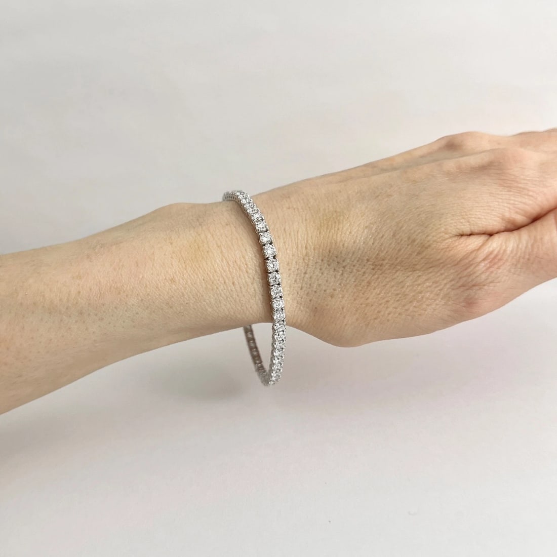 Round Lab-Created Diamond Tennis Bracelet 14K White Gold, 7 Inches, 6.35 CTW - 4