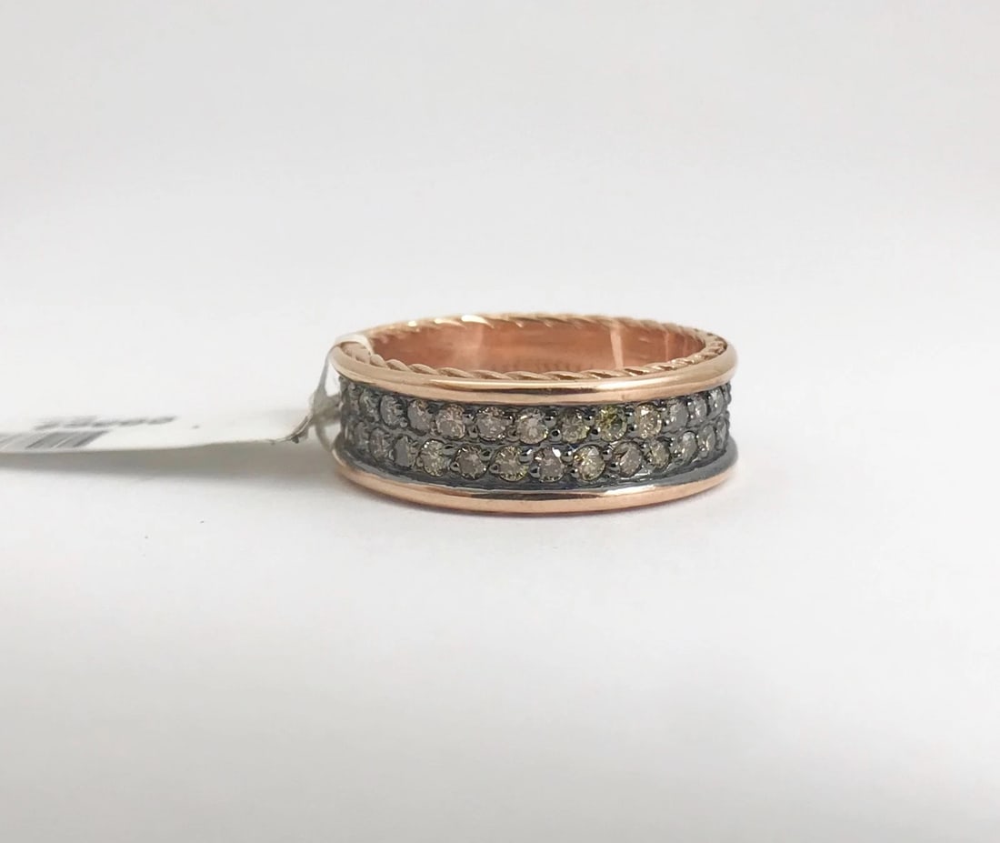 Brown Cognac Diamond Eternity Band Ring 14K Rose Gold 1.49 CTW, Size 8.5, 6.76 G - 8
