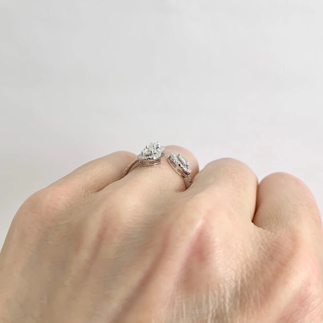 Multishape Diamond Halo Wrap Statement Ring 18K White Gold, .71 CTW - 6