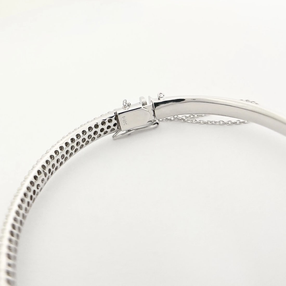 Champagne Pave Diamond Bangle Bracelet 14K White Gold, 1.55 CTW - 8