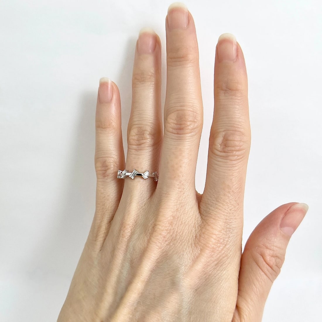 5-Stone Mixed Multi-Shape Diamond Statement Ring Band 14K White Gold, .35 CTW - 4