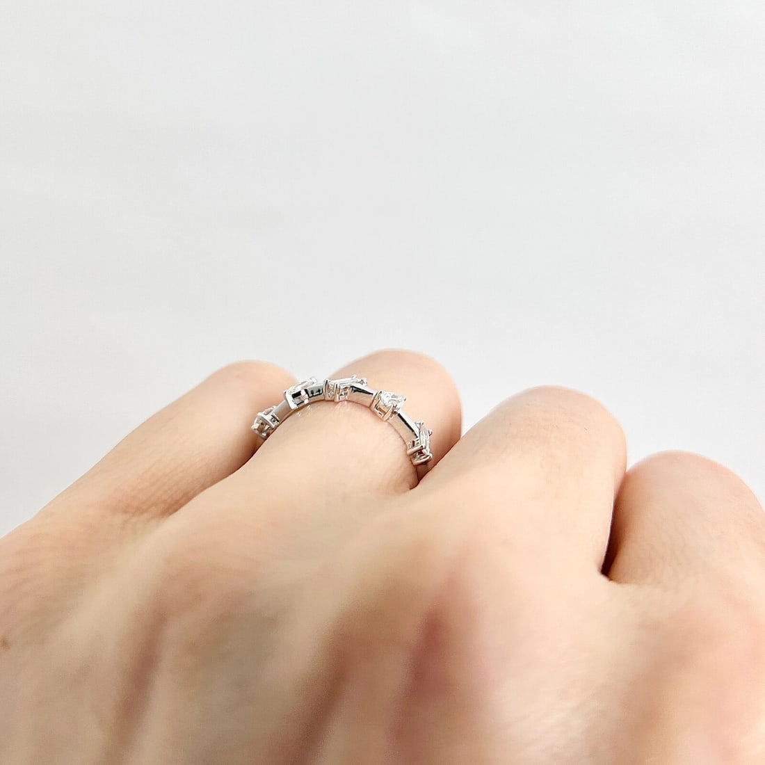 5-Stone Mixed Multi-Shape Diamond Statement Ring Band 14K White Gold, .35 CTW - 7