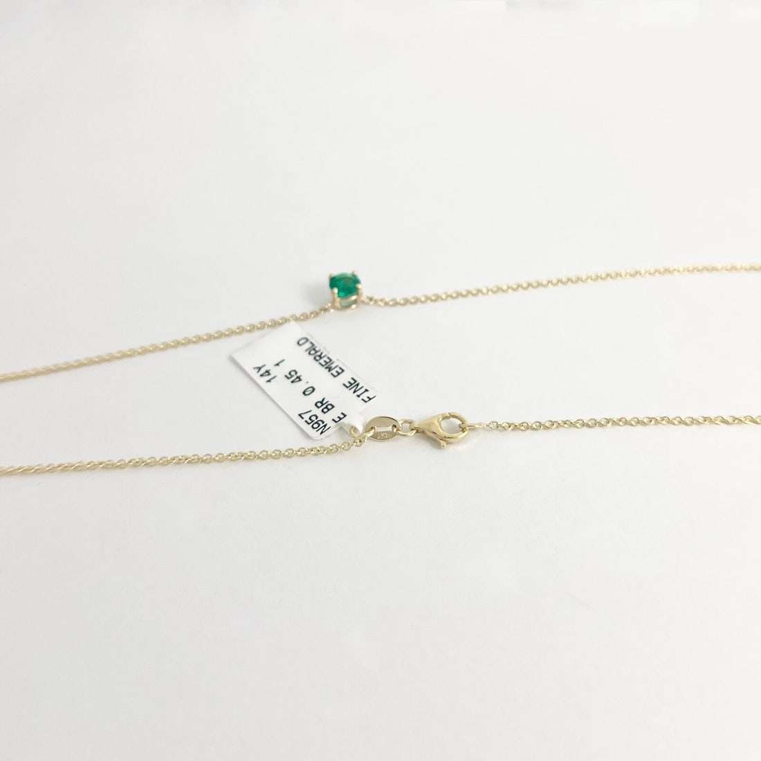 Round Green Emerald Solitaire Pendant Necklace 14K Yellow Gold .45 CT - 6