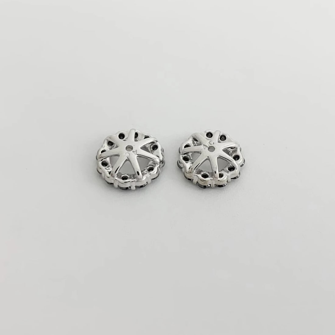 Black Diamond Halo Earring Jackets Enhancers 14K White Gold for 1.50 CTW Studs - 7