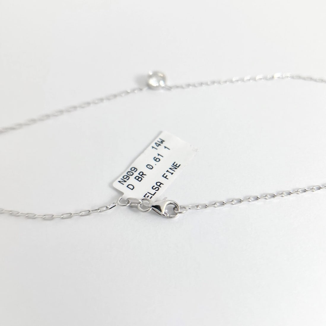 Round Bezel Solitaire Diamond Pendant Necklace 14K White Gold .61 CT - 6