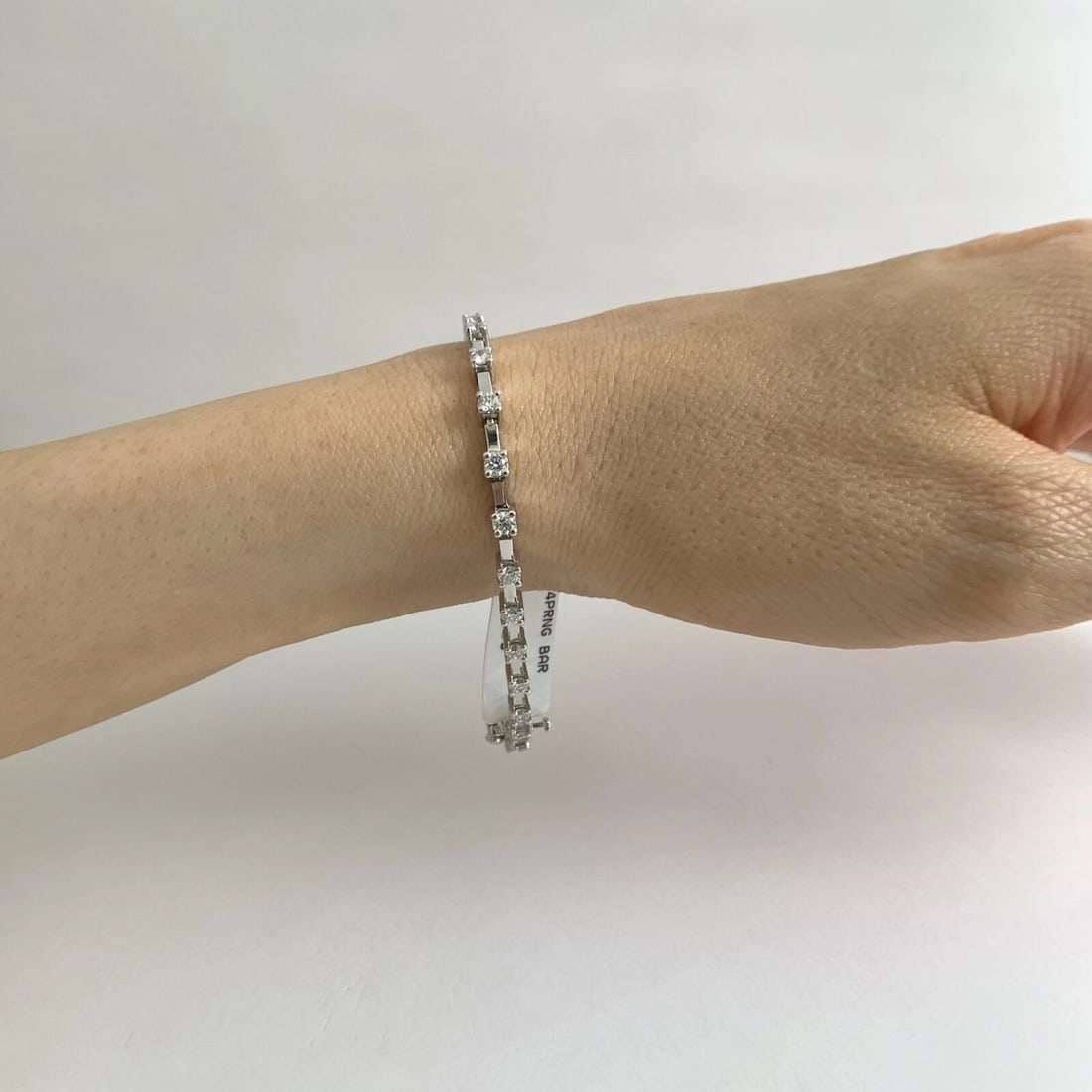 Round Bar Link Diamond Tennis Bracelet 14K White Gold, 1.65 CTW, 12.10 Grams - 4