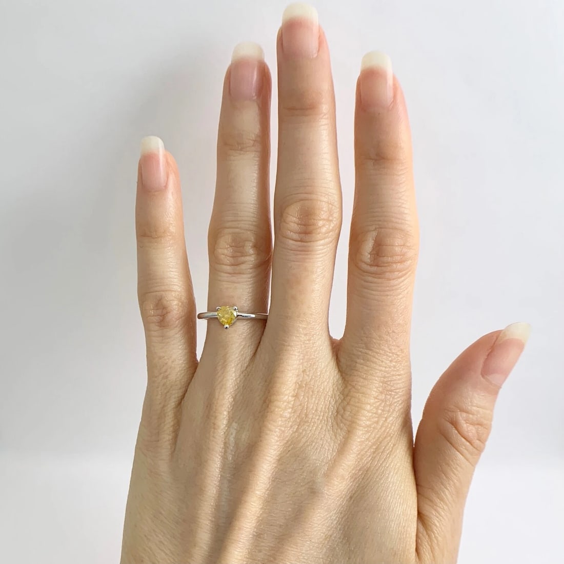 Yellow Diamond Heart Statement Ring 14K White Gold .41 CT - 3